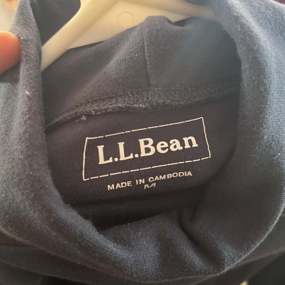 L.L.Bean Navy Blue Interlock Mock Turtleneck Long Sleeve Shirt Size M